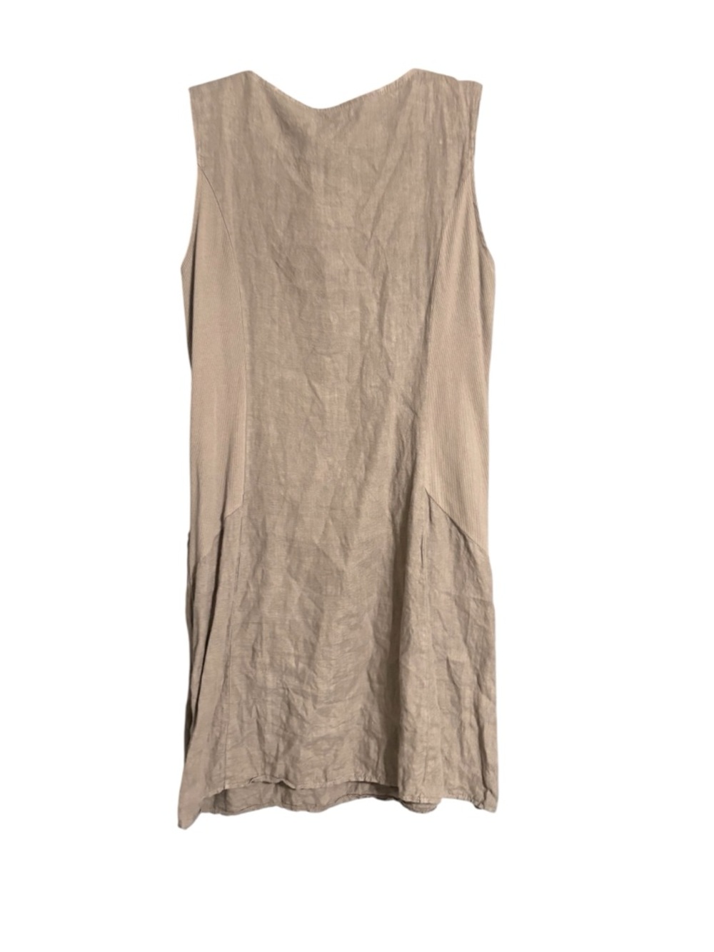 Lina Tomei Italy Linen Sleeveless Dress - Taupe Beaded Neckline Size XL - Picture 4 of 6